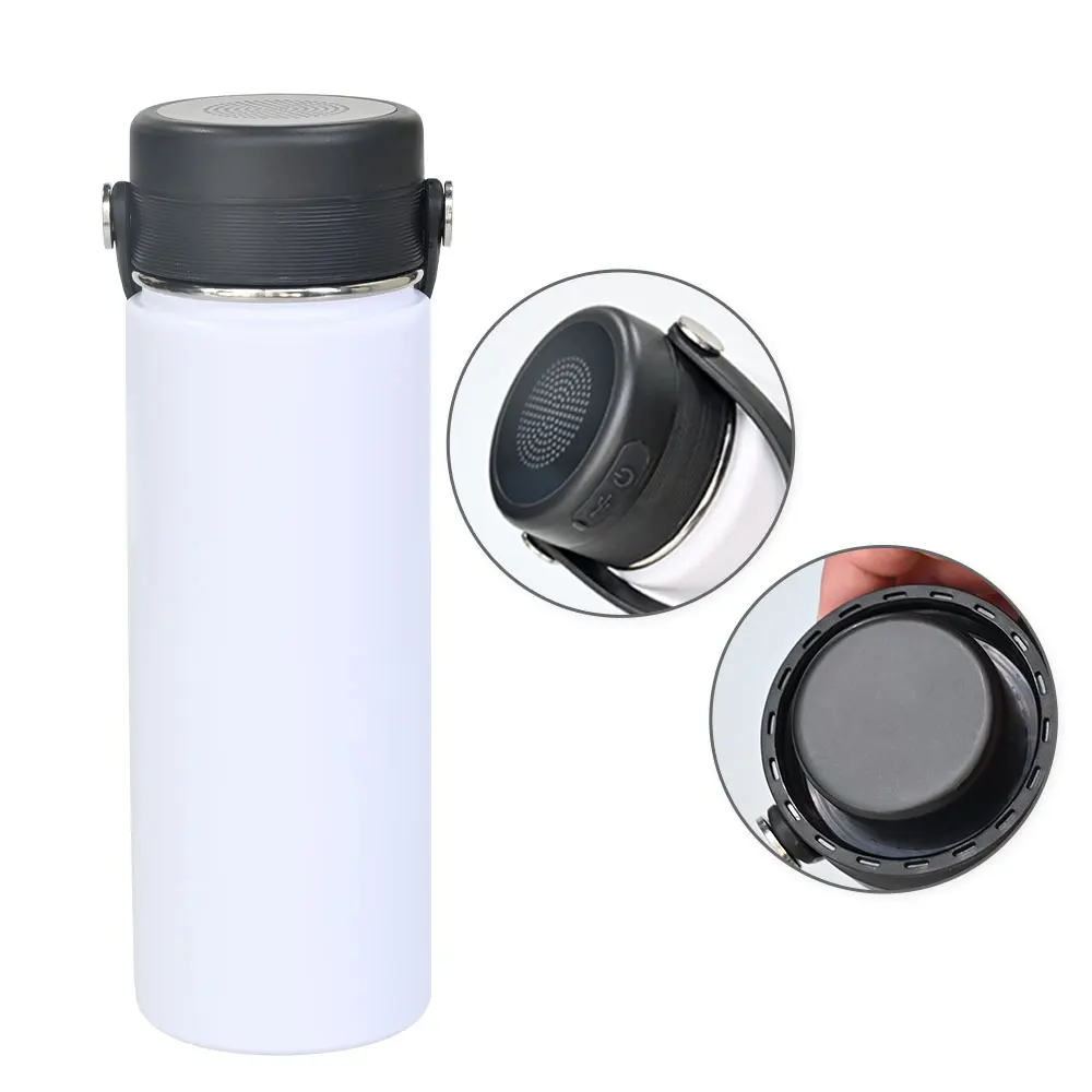 Wholesale 12oz 16oz 18oz 20oz 25oz 32oz double wall stainless steel thermal flask Smart Music Wireless Speaker Water Bottle