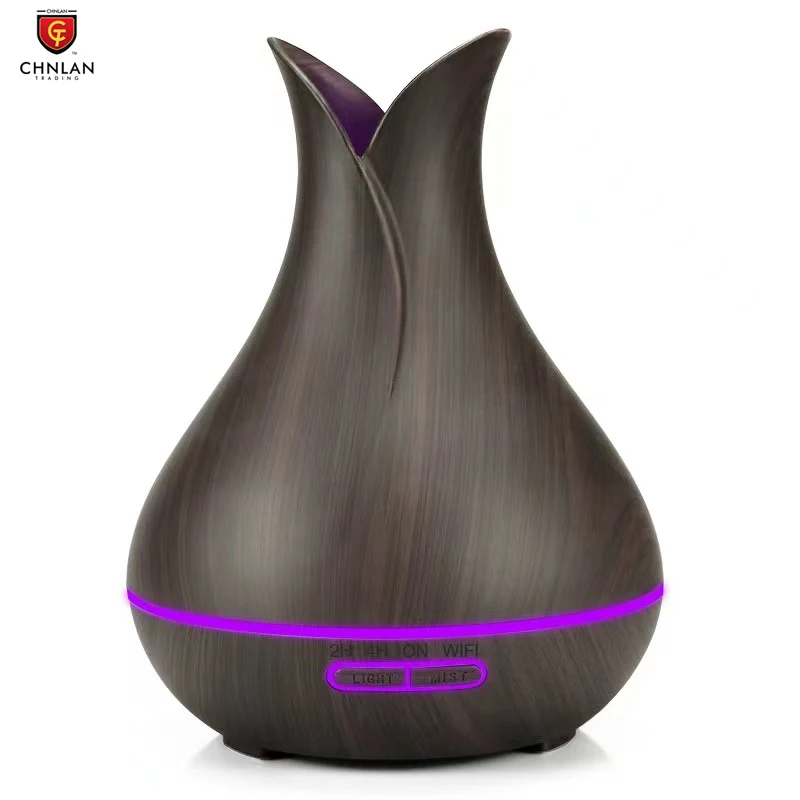 Tuya Wooden Diffuser Humidifier Ultrasonic Essential Oil Aroma Diffuser 400ML Coloful Aroma Humidifier For Household