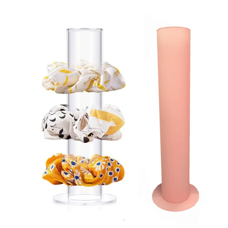 EXCEL Factory Custom Wholesales Acrylic Hair Ties Scrunchie Holder Stand Cylinder-shaped Headband Holder