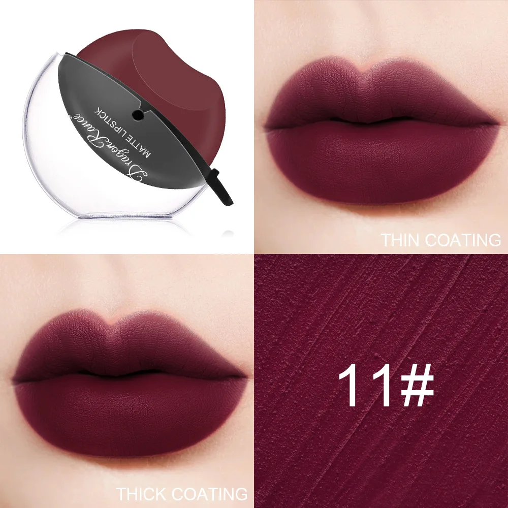 Hot Selling Velvet Matte Long Lasting Nonstick Cup Lip-shaped Lazy Lipstick Waterproof 12 Multi Colors Lipstick