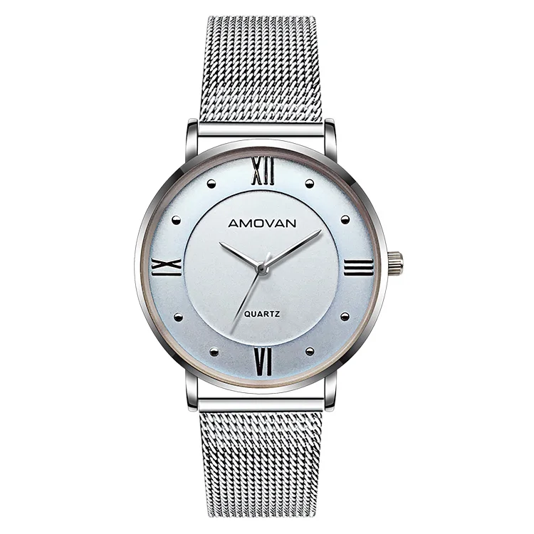 2022 AMOVAN Top selling fashion leather simple slim wristwatches ultra reloj de mujer cuero