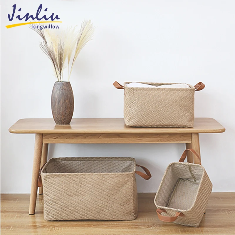 High Quality Collapsible Cotton Linen Fabric Baskets Kids Toy Storage Bins Organizer Basket For Shelves