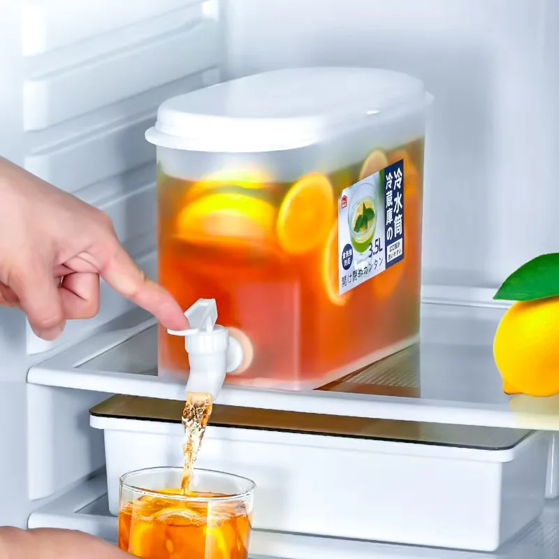 Summer Household 3500ml Iced Beverage Dispenser Refrigerator Cold Water Kettle with Faucet Large Capacity Plastic Beverage Pot