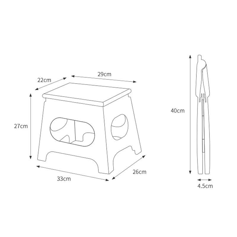 11inches 2021 New Trendy Furniture Black White Foldable Stool Plastic Foot Stool For Kitchen, RU1403 Folding Step Stool