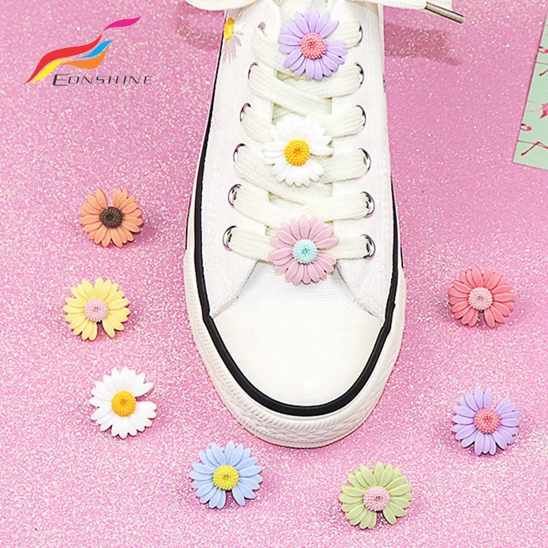 DIY Plastic Sunflower Daisy Sakura Flower Shoe Lace Buckle Sneaker Shoelace Charms Decoration Accessories