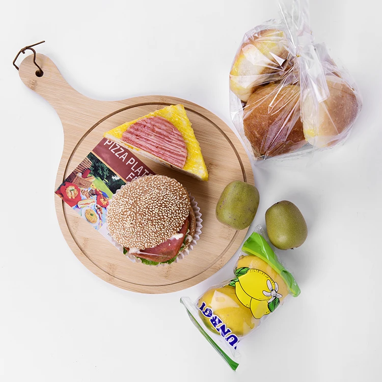 
Eco-Friendly Bamboo Round Pizza Steak Fruit Chopping Board Plate Multi-Use Cutting Board Steak Pizza Plate With Handle 