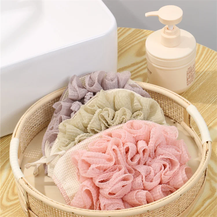 Wholesale Supplier Natural Shower Loofah Sponge Bath Exfoliating Mitt Sponge Glove 150d Show Bath Scrubber With Custom Logo