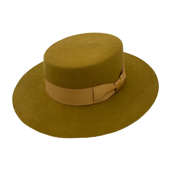 
Custom Fashion Green 100% Wool Felt Wide Brim Men Pork Pie Hats 