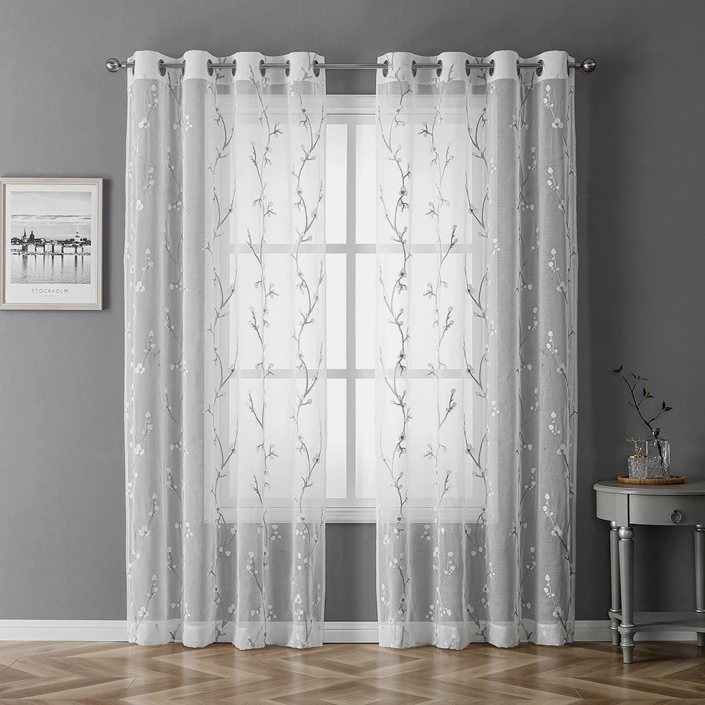 Window Sheer Curtain For Living room Chinese Style for Living room Bedroom Customized Plum blossom Print