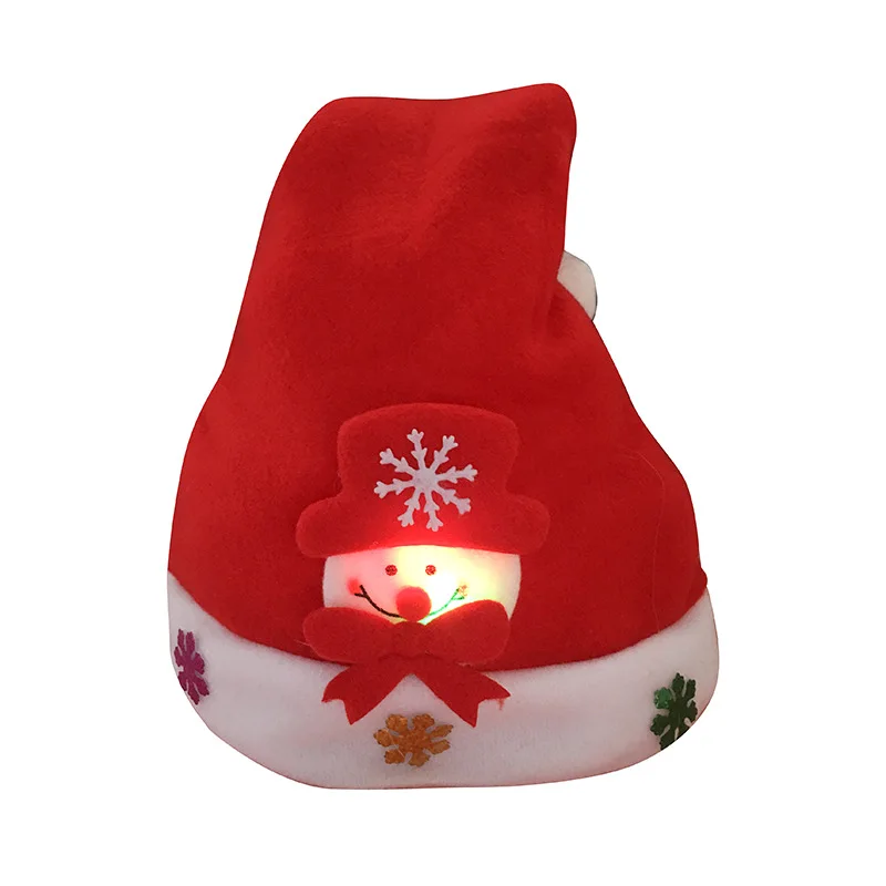 LED Christmas Hats  Light Santa Claus Hat Snowman Elk Xmas Hat for Adult Kids New Year Festive Holiday Party Supplies