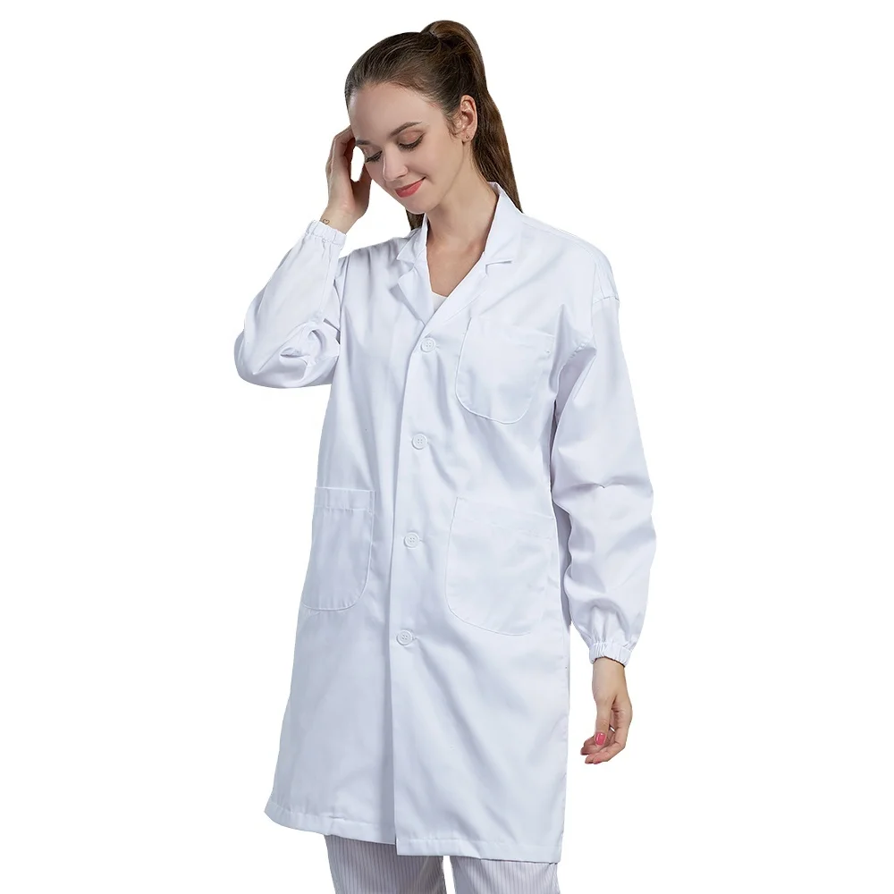 Factory outlet hospital white labcoat doctor smock used in cleanroom