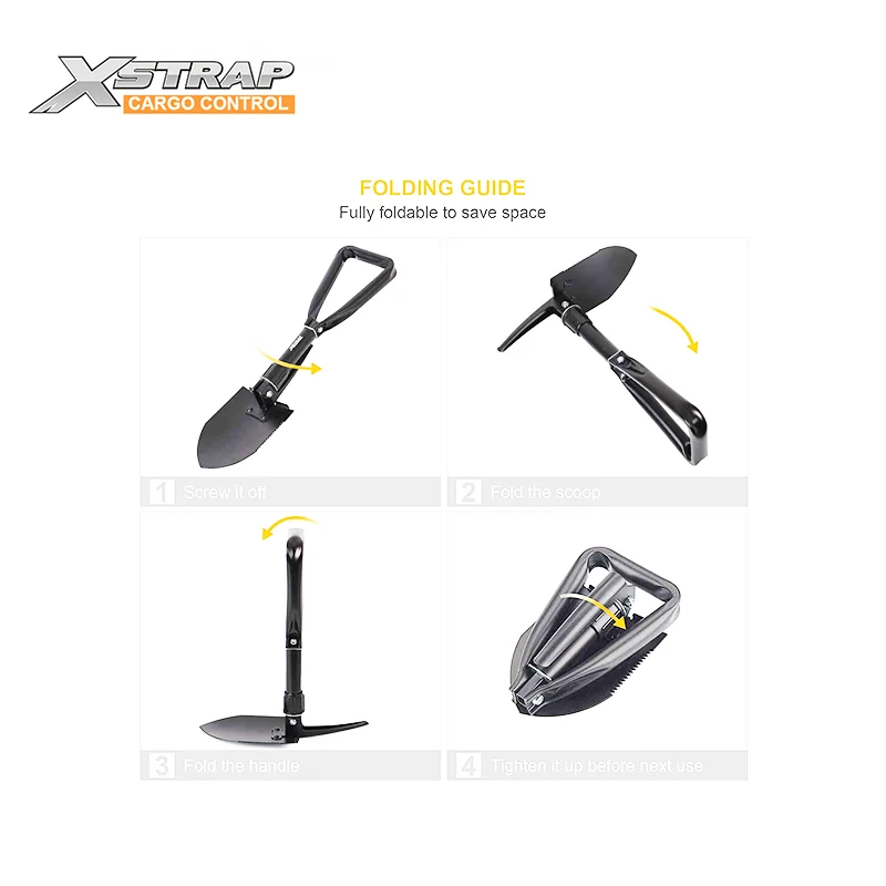 Outdoor Camping Shovel Garden Tool Multi Function 22.84 INCH Folding Snow Shovel Carbon Steel lightweight Trench