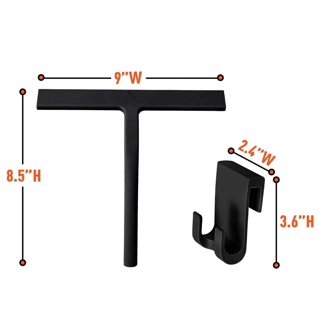 Professional bathroom shower squeege door Black Silicone window squeegee cleaning wiper with rubber handle