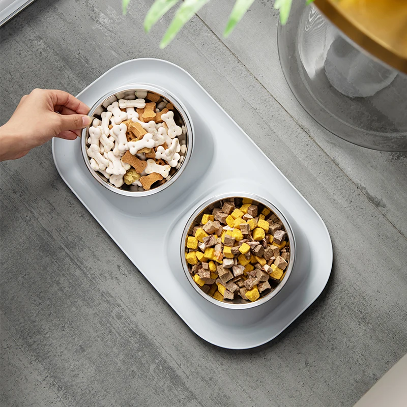 plates and bowls set Plastic Lightweight Food Water Dish Double Feeding Bowls Pet Feeder for Cats and Dogs plates and bowls set
