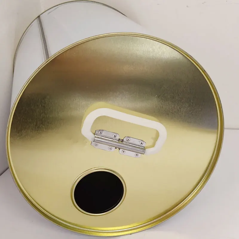 5L paint can with plastic lid and plastic handle golden top