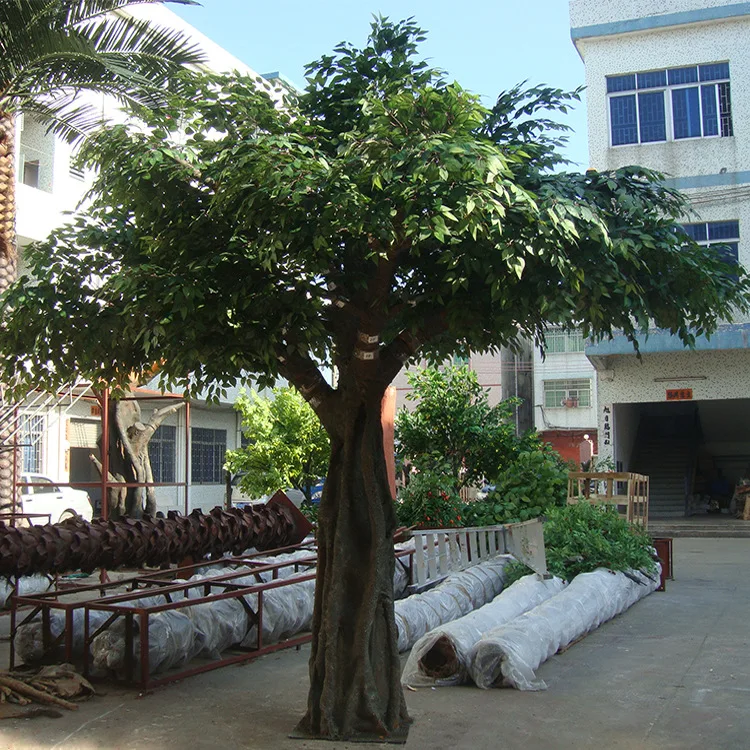 Wholesale real Touch Large Artificial Ficus Tree  Fiberglass Artificial Banyan Tree Green Leaf