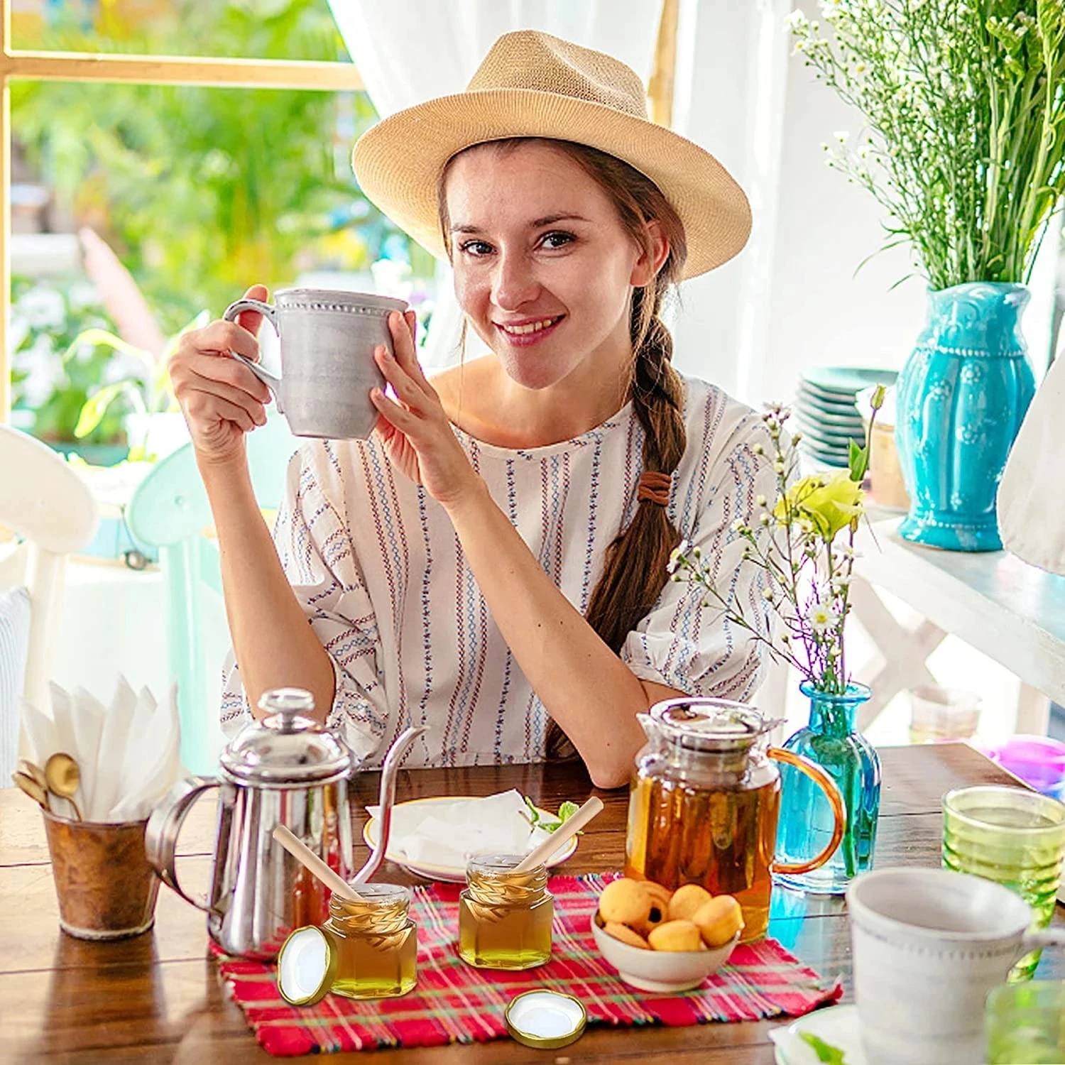 High quality 45ml Mini Hexagon Honey Jar With Gold Lid for Gifts Wedding Favors Honey Jams Jelly Candy
