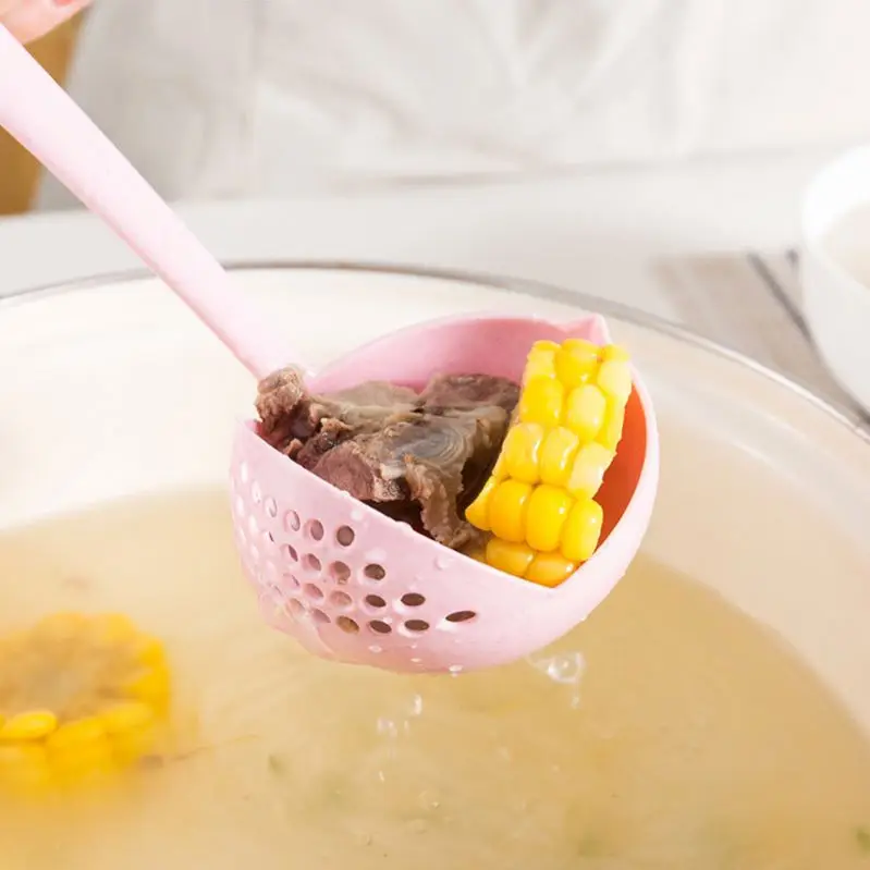 Two-in-one soup spoon long handle plastic big spoon hot pot spoon kitchen utensils