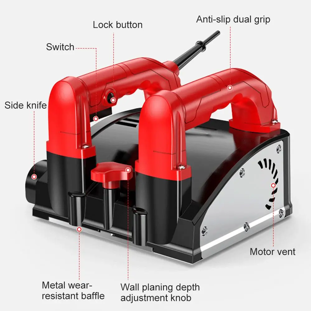 1680W Electric Wall Planing Machine Automatic Concrete Shovel Putty Wall Scraper Planer Dust-free