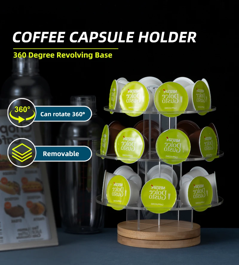 360 Rotating Porta capsules De Cafe  K-Cup Dolce Gusto Coffee pod Storage Holder
