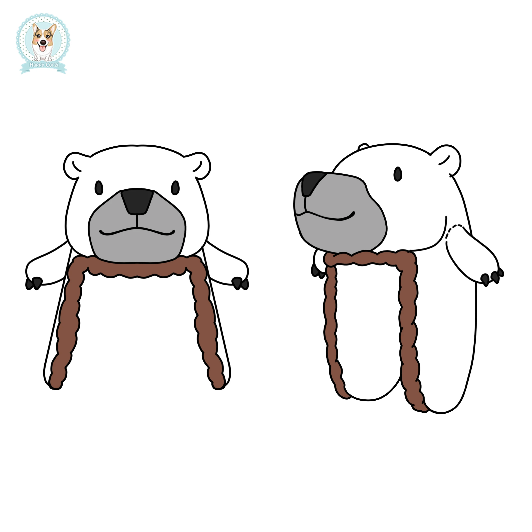 Professional custom cartoon cute special animal image winter warm polar bear image hat children love