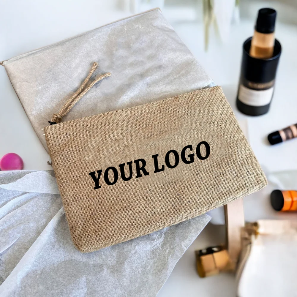 Jute Makeup Money Bag Simple and Stylish Jute Wallet for Cosmetics Storage