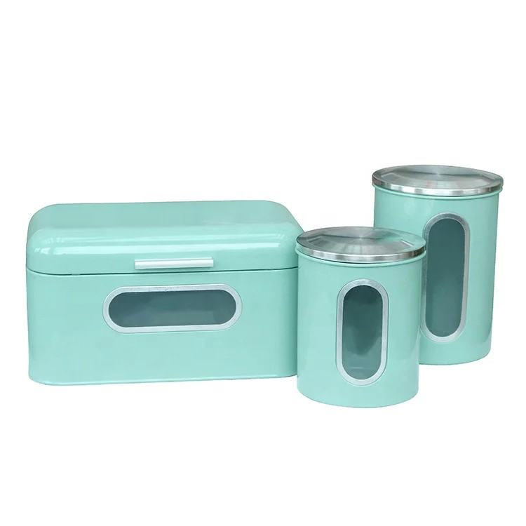 Kitchen Bread Box Bin Metal Canister Sets Metal Bread Bin With Window