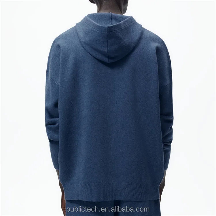 Custom 53% viscose 27% polyester 20% nylon street style fashion casual knit hoodie for men