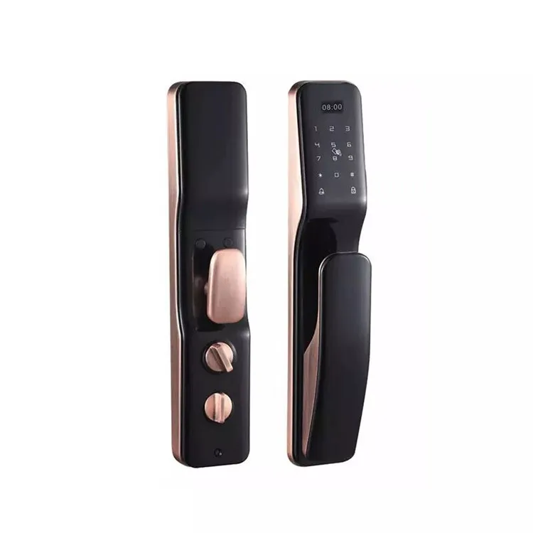 Tuya Electronic Wireless Wifi Keyless Security Card Door Lock Biometrics Fingerprint Digital Password Smart Door Handle Lock