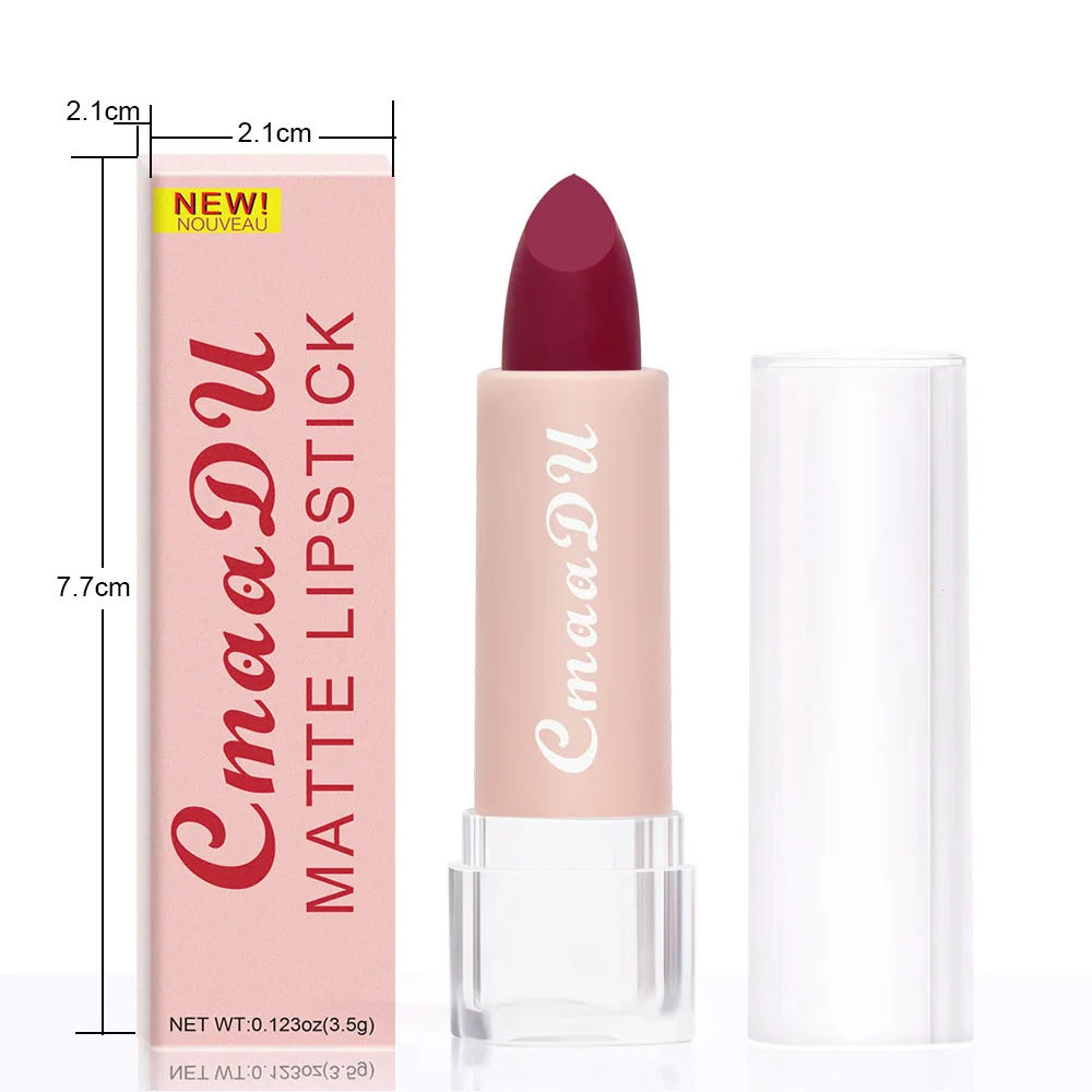 New Fashion Long Lasting Vegan Cosmetic Lipstick Kiss Proof Pink Tube Velvet Matte Lipstick for Girls