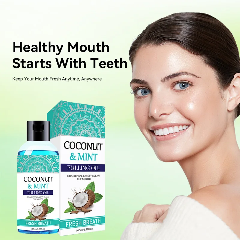 Mouth Wash Oral Care Pulling Oil With Coconut Oil And Peppermint Oil For Oral Health Teeth Whitening Organic Mouthwash
