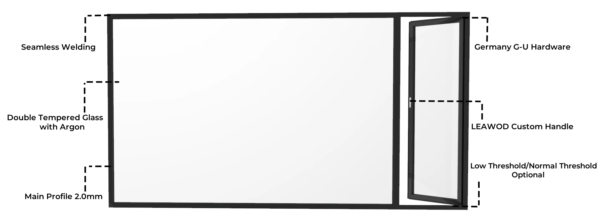 Garden glass Aluminum Glass Doors Double Glazed Glass Front thermal break Aluminum French Doors