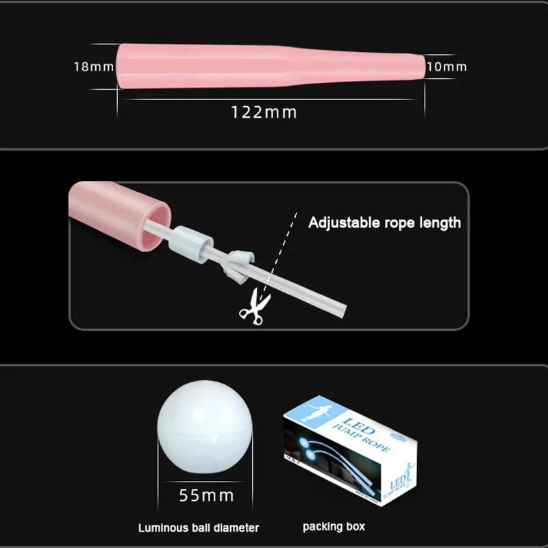 Interesting  Adjustable  LED cordless jump rope multicolor Jump Skipping Ropes