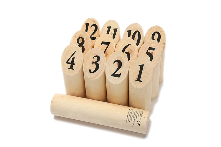 
WAFFLE GAMES Premium Natural Wood Outdoor Lawn Number Kubb Game 