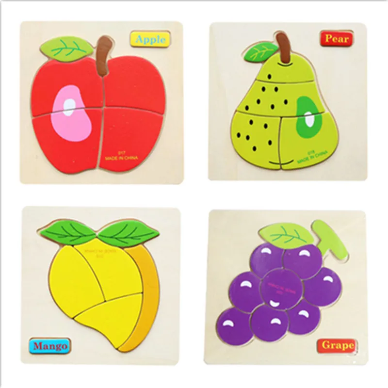 Toddler Children toys montessori early educational Sensory Toy Creative 3D Cartoon Animal Wooden Jigsaw Puzzle