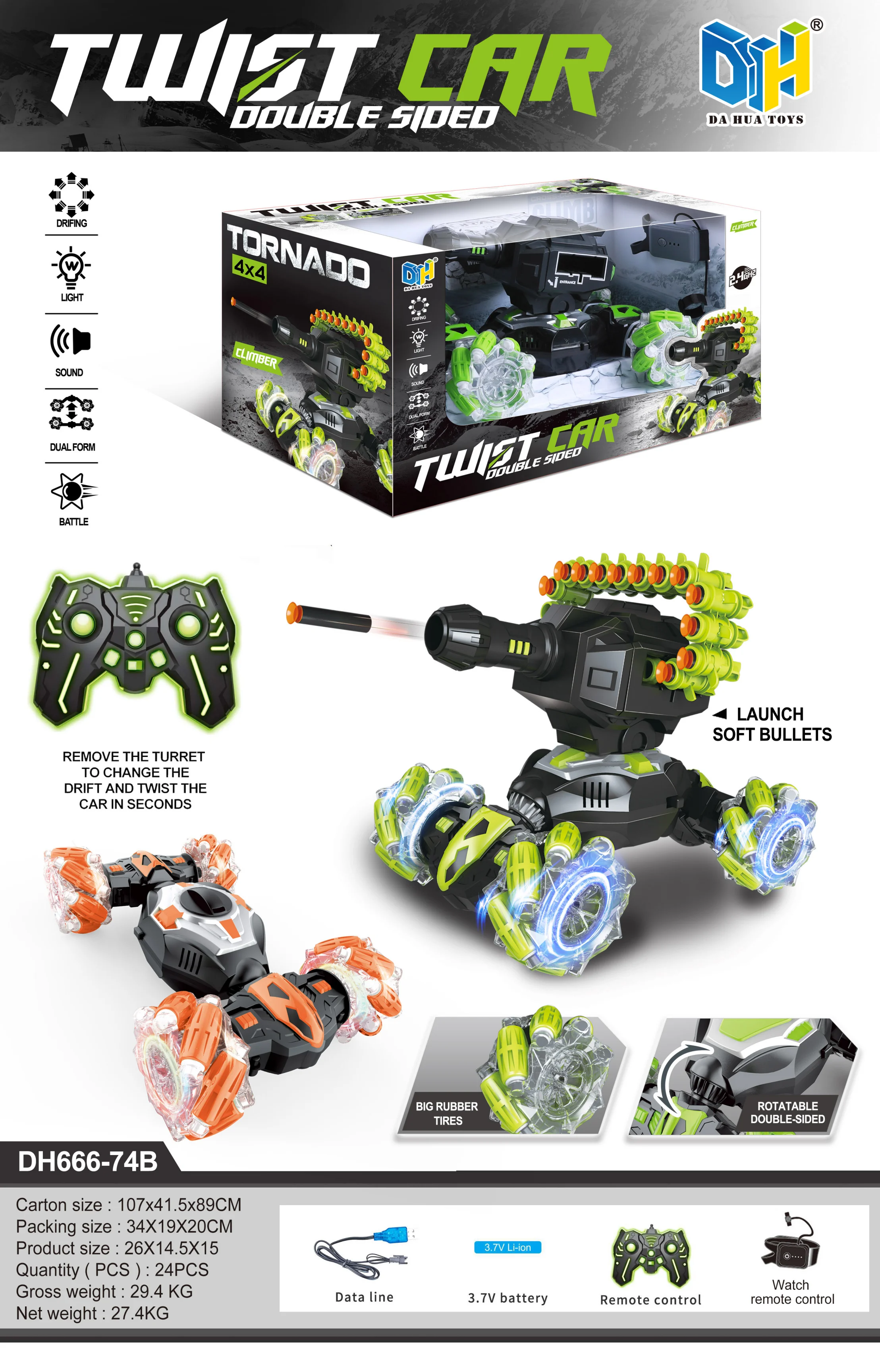 2.4GHz gesture RC car cross-country toy car remote control alloy rock climbing car with Drift sideways lights and music