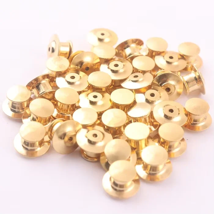 Color Brass Locking Clutch Flat Head Lapel Back Pin Custom Button Scrap Gold Plated Pins