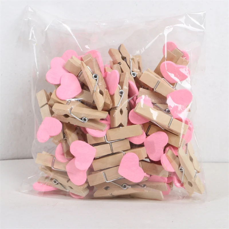 Wooden Letters Mini Heart-Shaped Wooden Clothespin Craft Clips for Scrapbooking Wood Crafts Wedding Decoration