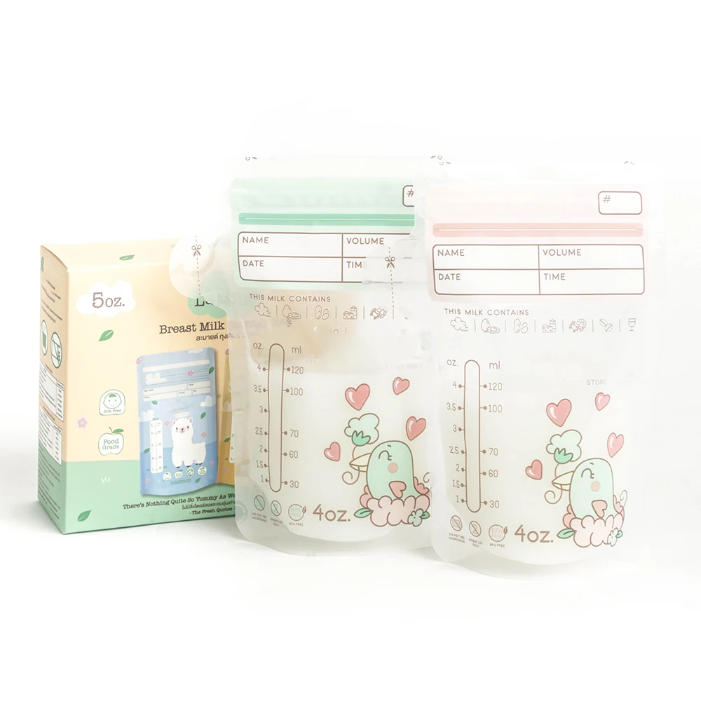 Customized 100 count Temp Sensor Cooler Freezer Plastic Bags Zipper Pouch Breast Milk Storage Bag for Breastfeeding