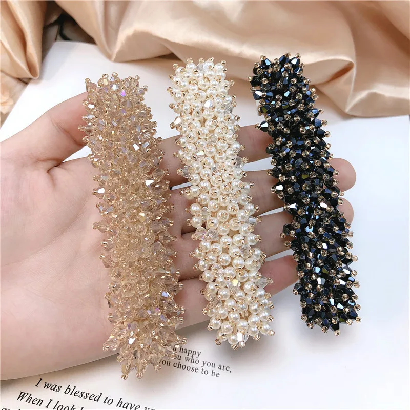 YANYE Classic Hand Beaded Pearl Crystal French Barrtte Spring Clip Hairpin Clip Hair Accessories