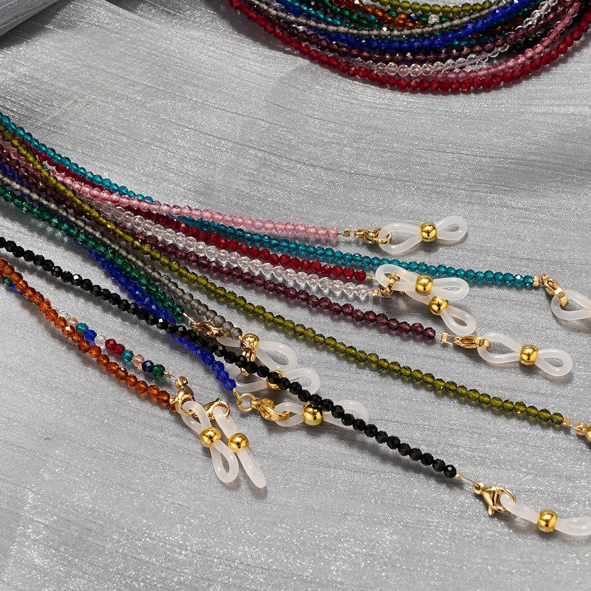 Colorful Crystal Bead Glasses Chain Sunglasses Holder Face Mask Retainer