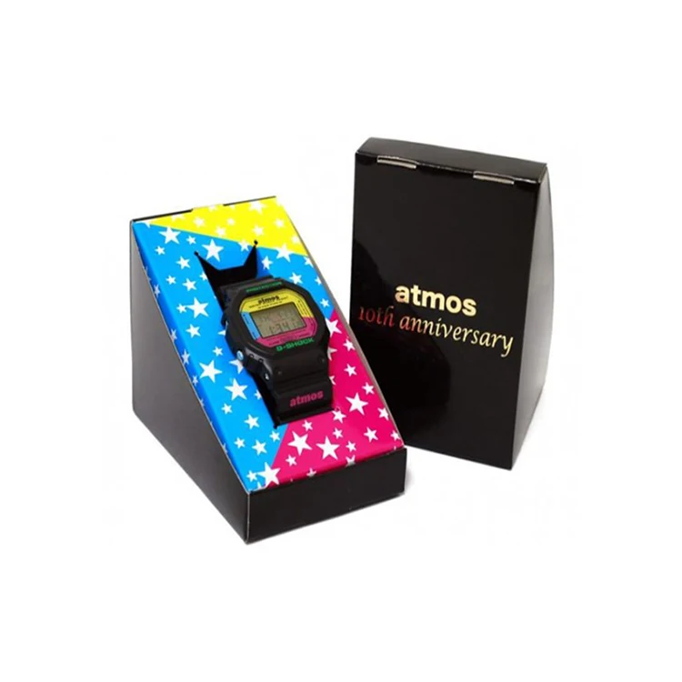 Factory Custom printing folding triangle paper display box for digital watches smart sport children watch box