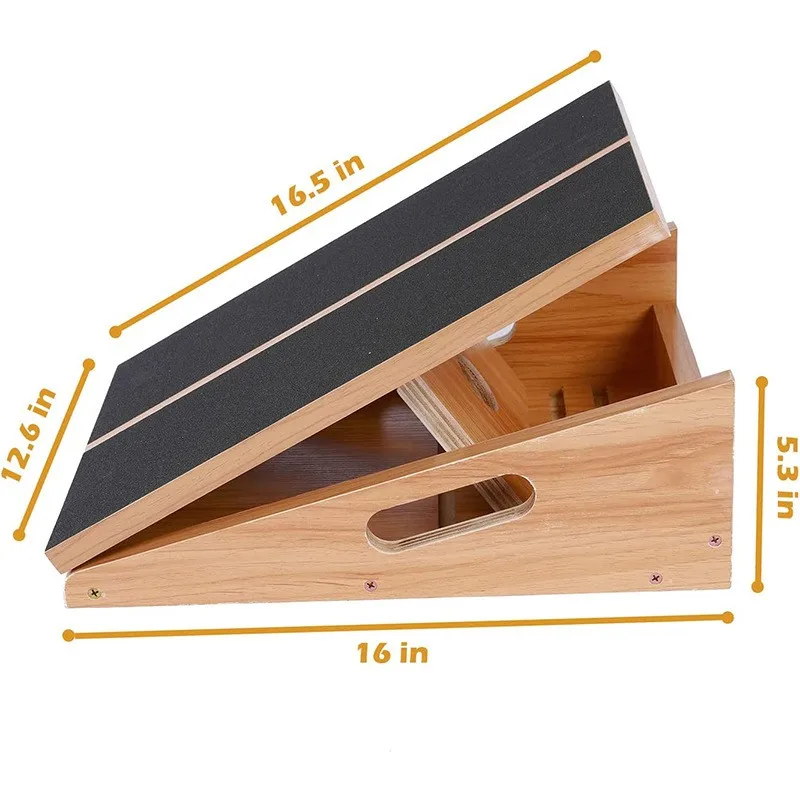 Adjustable Wooden Wedge Footrest Single-Tier Standing Type Slant Board for Calf Stretching Squats Incline Stretch