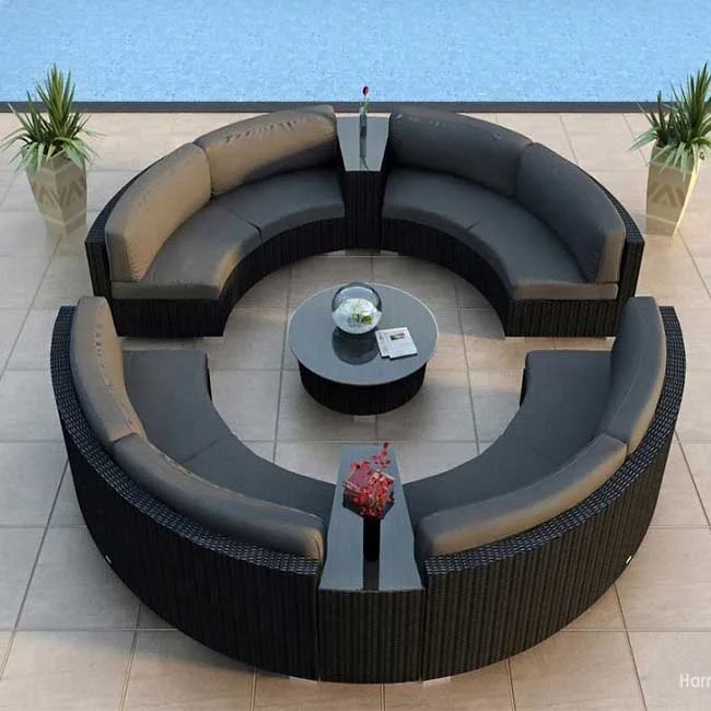 2020 MUGAO Outdoor Furniture Factory Wholesale All Weather Roots Garden Rattan Round Sofa Set Patio Sale