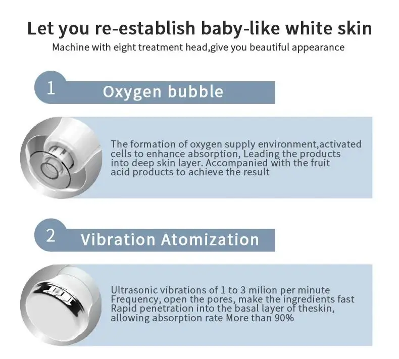 8 in 1Bubble Oxygen Jet Peel Hydro Instrument High Frequency Skin Face Lift Acne Treatment Facial Machine