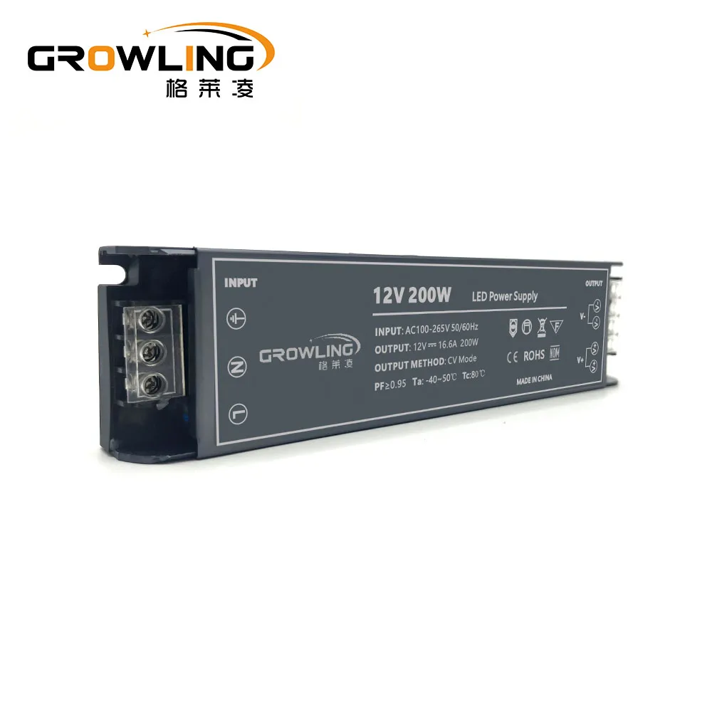 Growling pf0.95 ip20 smps 24v led driver 200w power supply for led strip