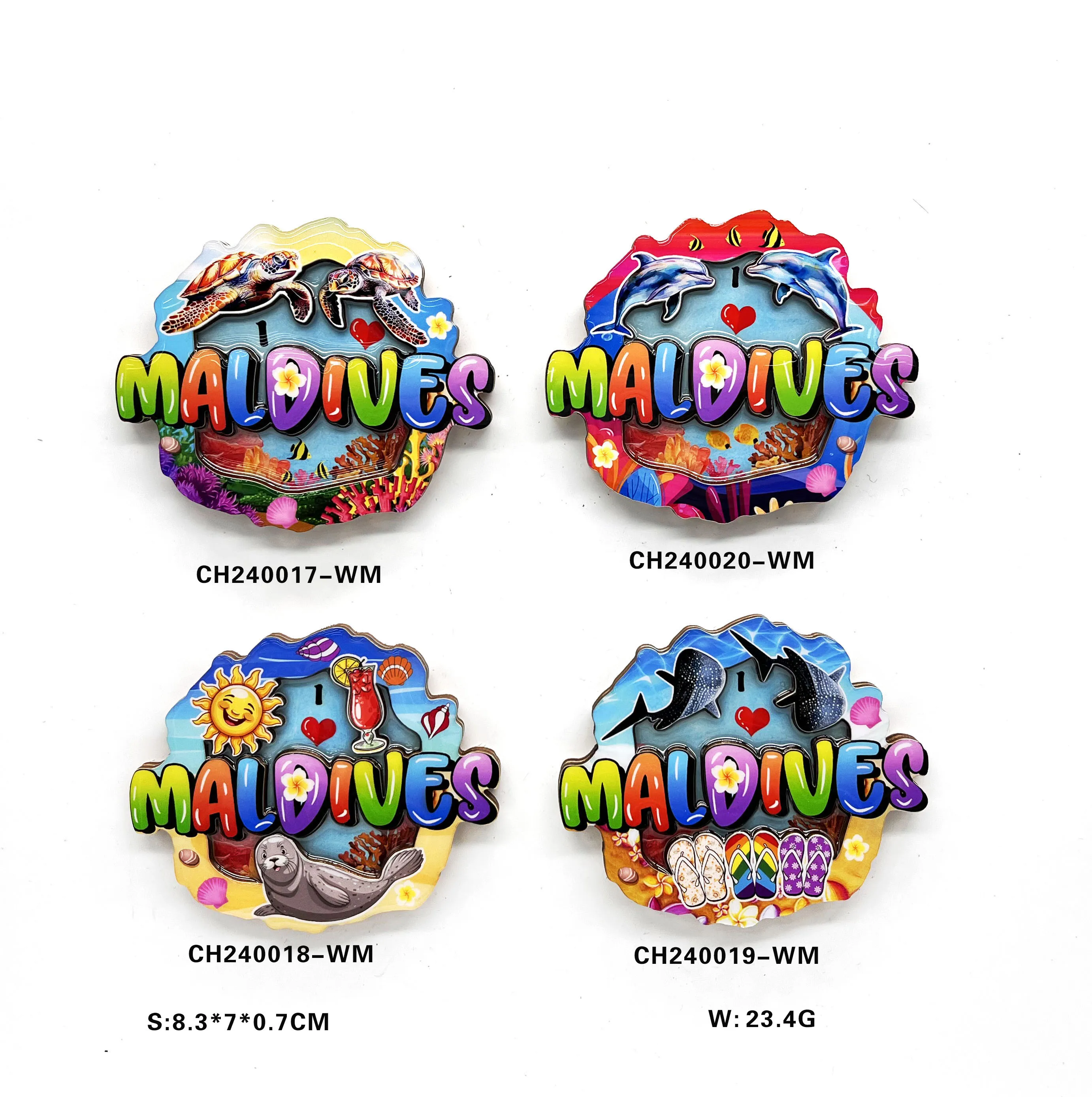 Summer ocean wooden epoxy resin fridge magnet