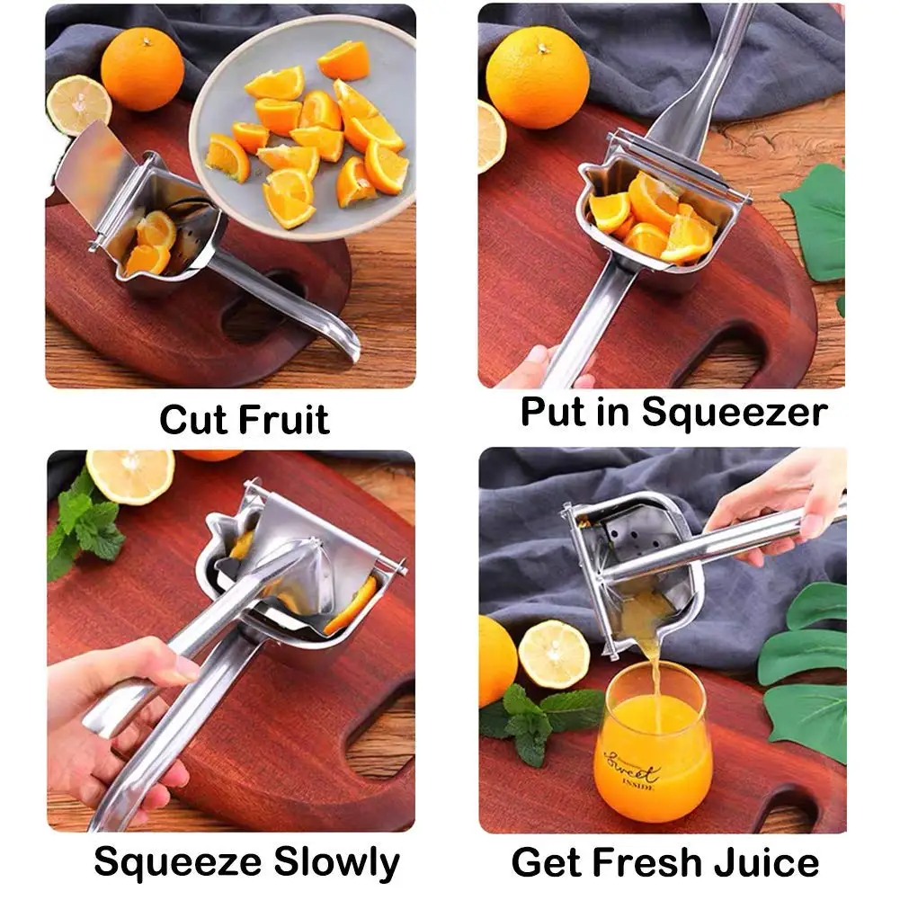 Real Stainless Steel Lemon Squeezer Citrus Juicer Hand Press Heavy Duty Manual Squeeze Juice Extractor Maker