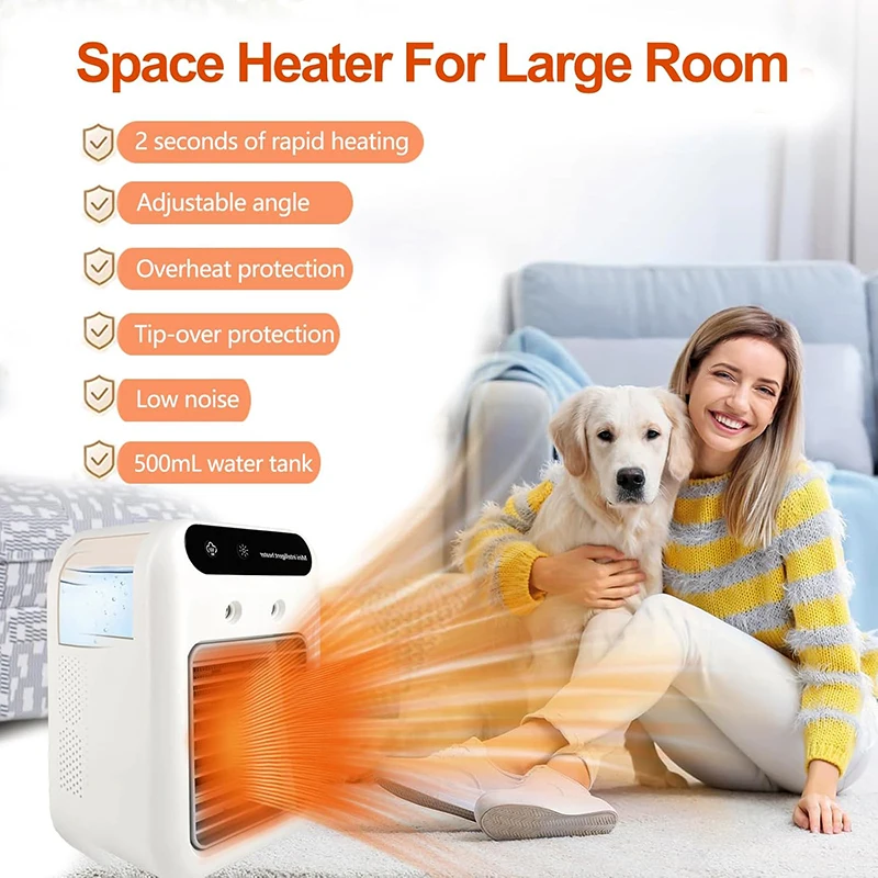 500ml Water Spray Cooling Small Room Air Cooler Fan Outdoor Cooling Rechargeable Air Cooler DC Portable Touch Screen Wireless 25