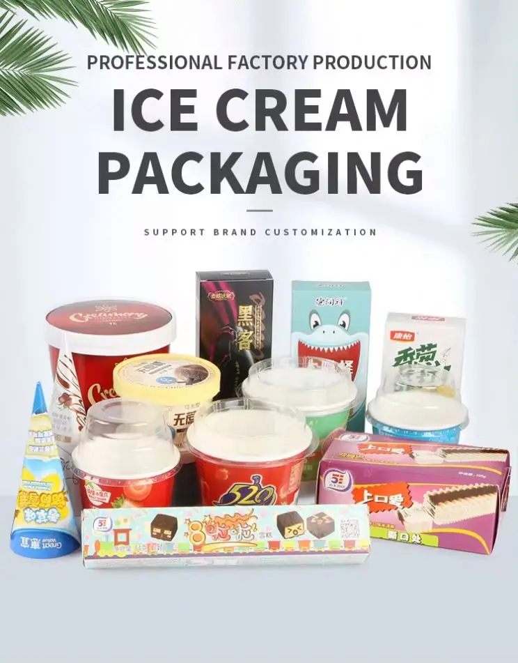 custom printed logo 3.5oz 4oz 5oz 6oz 8oz small biodegradable disposable square branded cups for ice cream and yoghurt